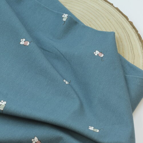 Jersey: Kleine Mäuse jeansblau