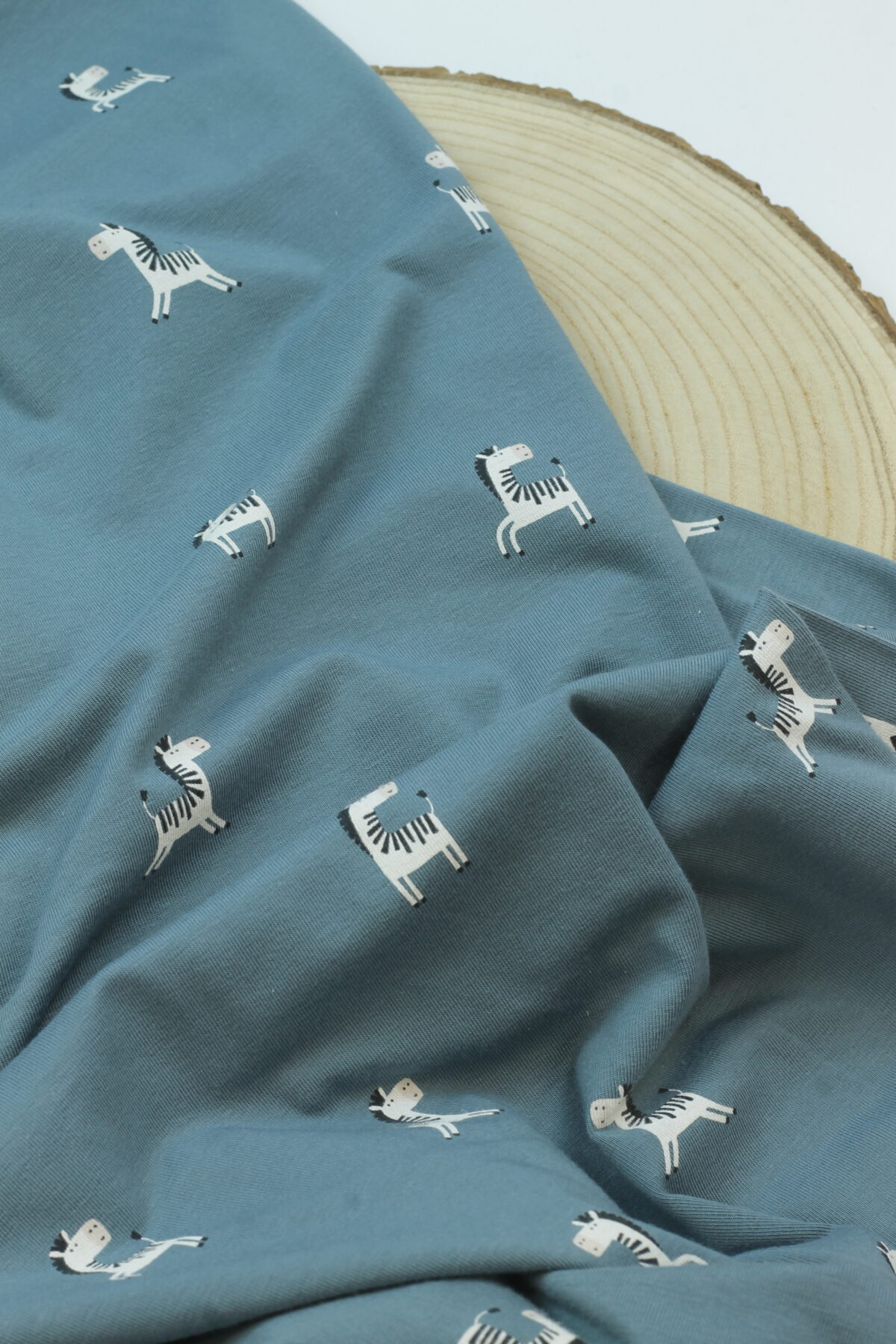 Jersey: Kleine Zebras jeansblau