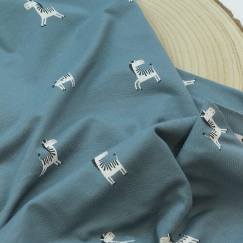 Jersey: Kleine Zebras jeansblau
