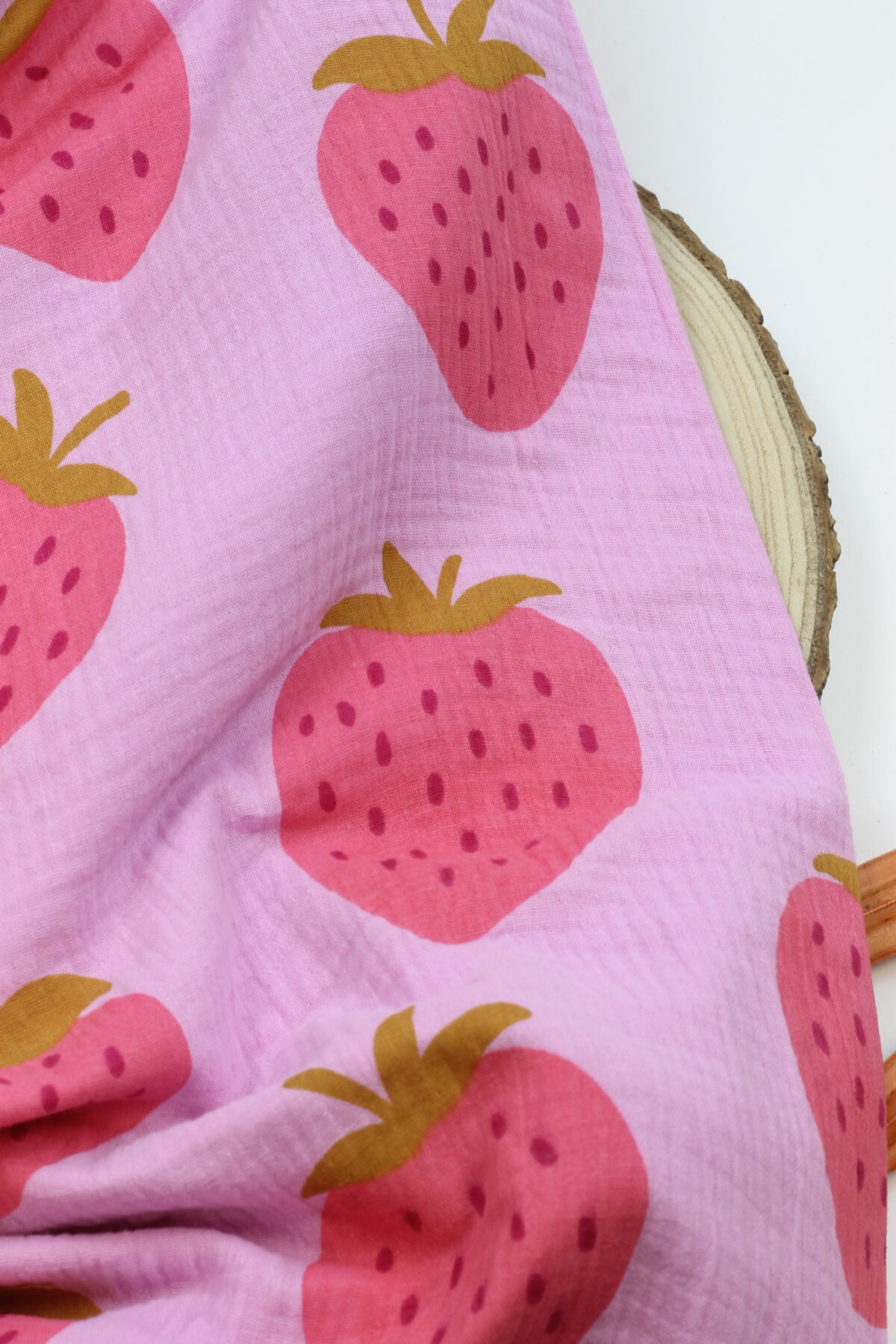 Double Gauze Musselin: Erdbeeren Pink
