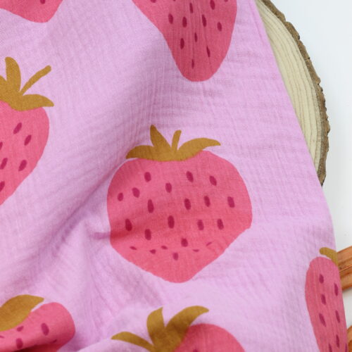 Double Gauze Musselin: Erdbeeren Pink