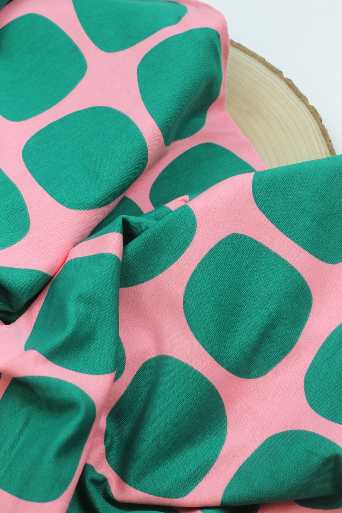 Sweat : Große Punkte Pink/Green ***Reststück 0,9m***
