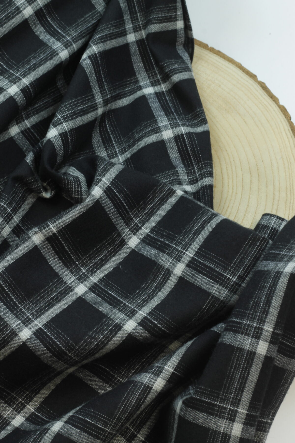 Swafing: Baumwoll Flanell "Maverick" Karo Black & White ***Reststück 1,25m***