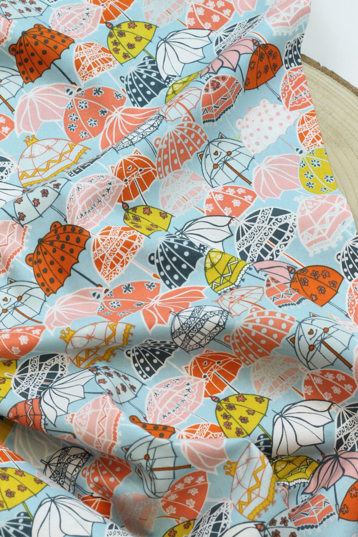 The bright leaf Design: "Splish Splash" Under my Umbrella Sky Blue