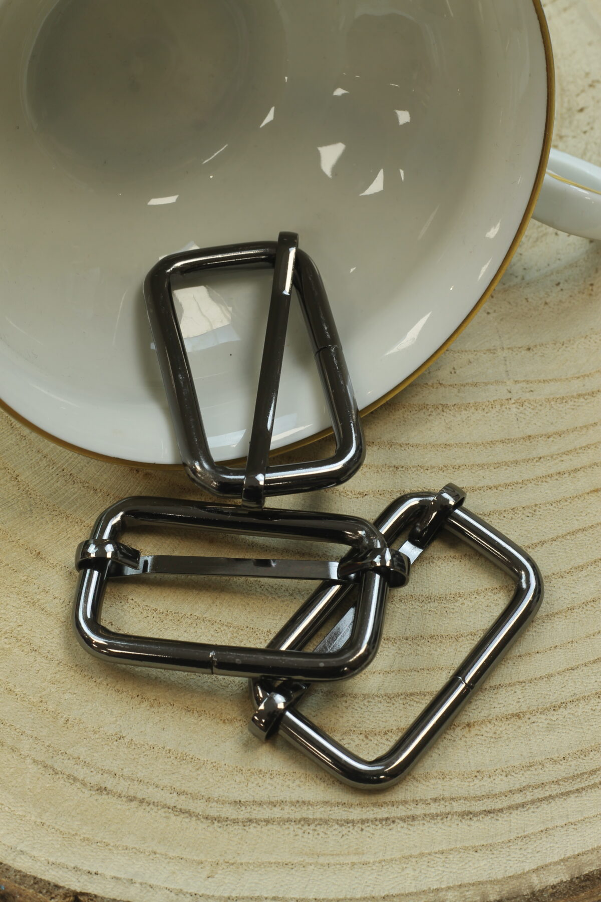 Metall Leiterschnalle: Schwarzsilber 4cm