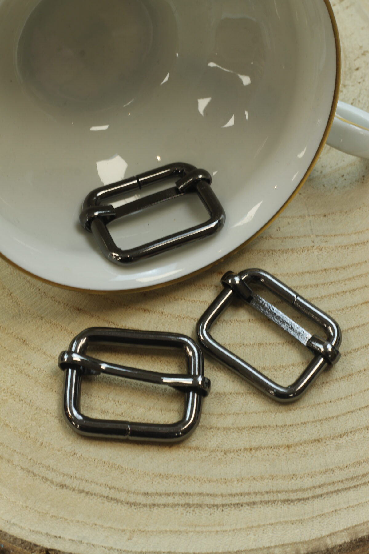 Metall Leiterschnalle: Schwarzsilber 2,5cm