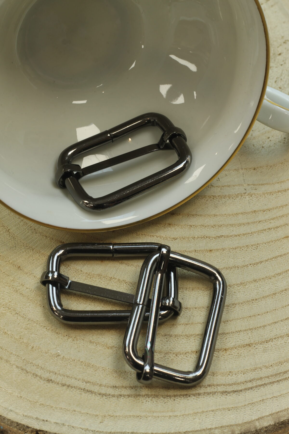 Metall Leiterschnalle: Schwarzsilber 3cm