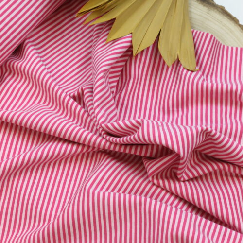Jersey  Mini Ringel Dunkelrosa/Pink