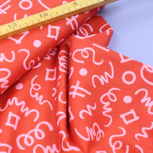 Baumwollstoff: Geometrics "Rot/Rosa"