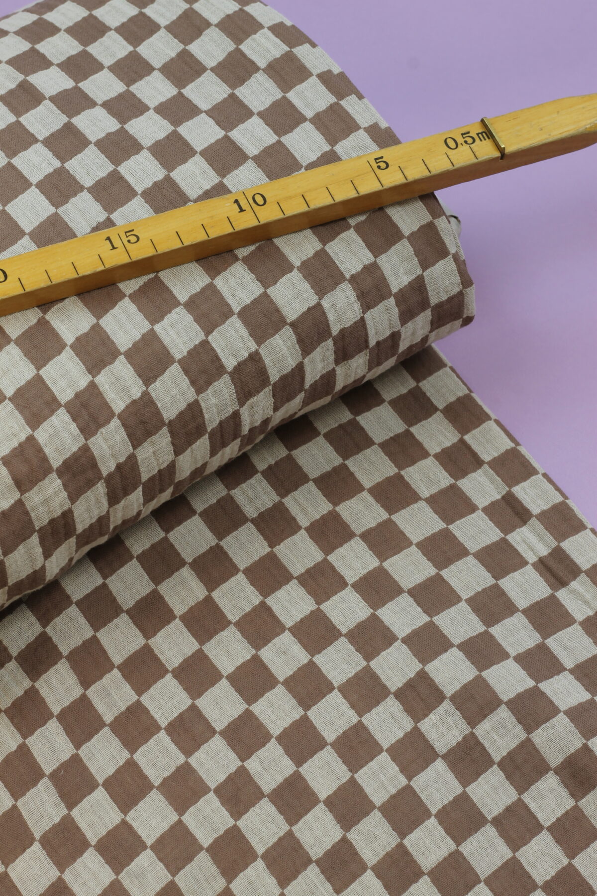 Double Gauze Musselin: Doublesided Check "Caramel"