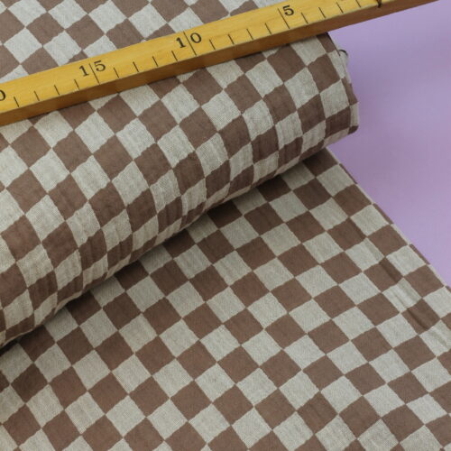 Double Gauze Musselin: Doublesided Check "Caramel"
