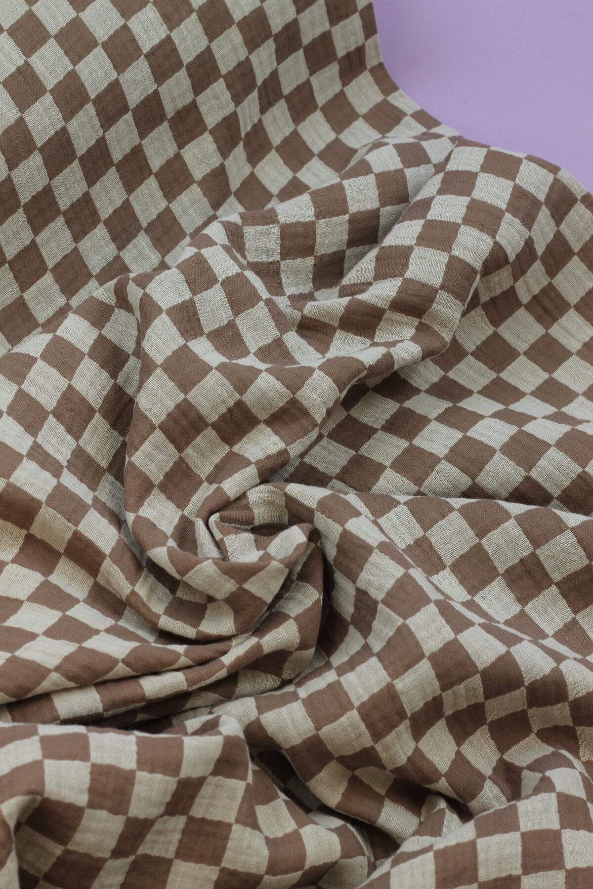 Double Gauze Musselin: Doublesided Check "Caramel" – Bild 3