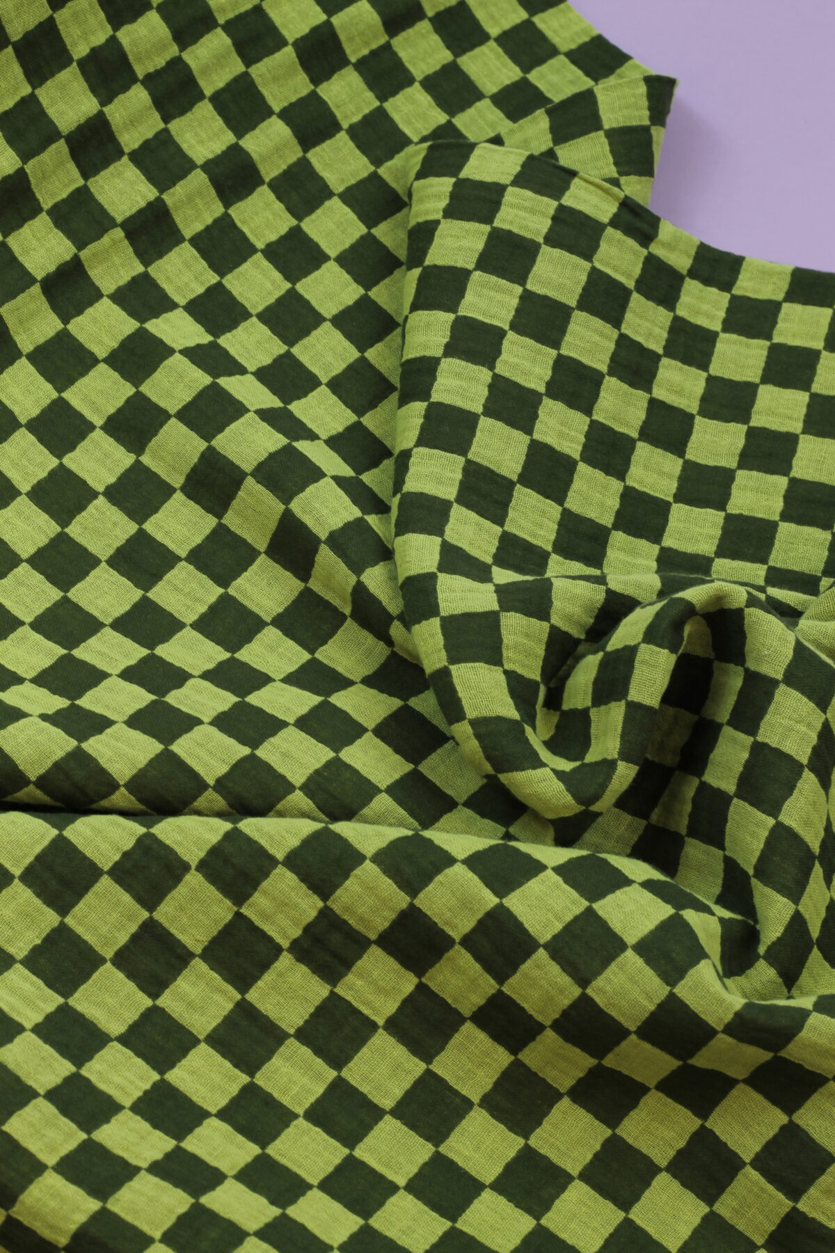 Double Gauze Musselin: Doublesided Check "Pistazie" – Bild 2