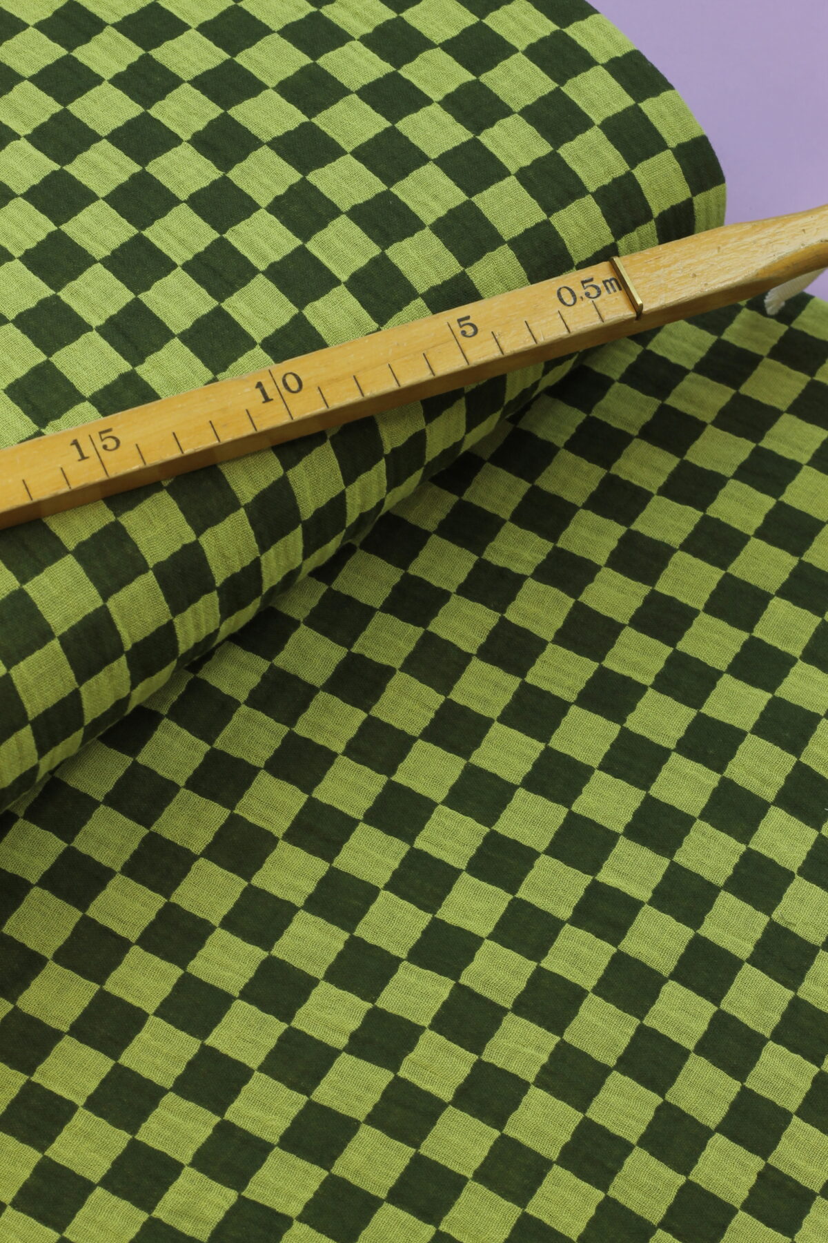 Double Gauze Musselin: Doublesided Check "Pistazie"