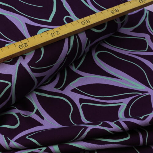 VISKOSE STRETCH: Abstract Flowers Purple