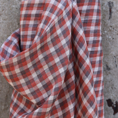 Leinenstoff kaufen – karierter Leinenstoff als Meterware für Kleidung und Deko Elsbeth und ich Stoffe Bochum Grid Vichy Gingham herbstwind