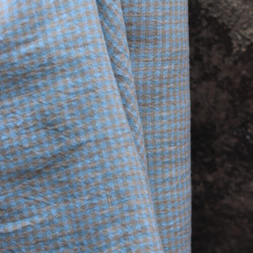 Karierter Leinenstoff in Naturtönen – ideal zum Nähen und Leinenstoff kaufen Elsbeth und ich Stoffe bochum Grid Gingham Vichy blau