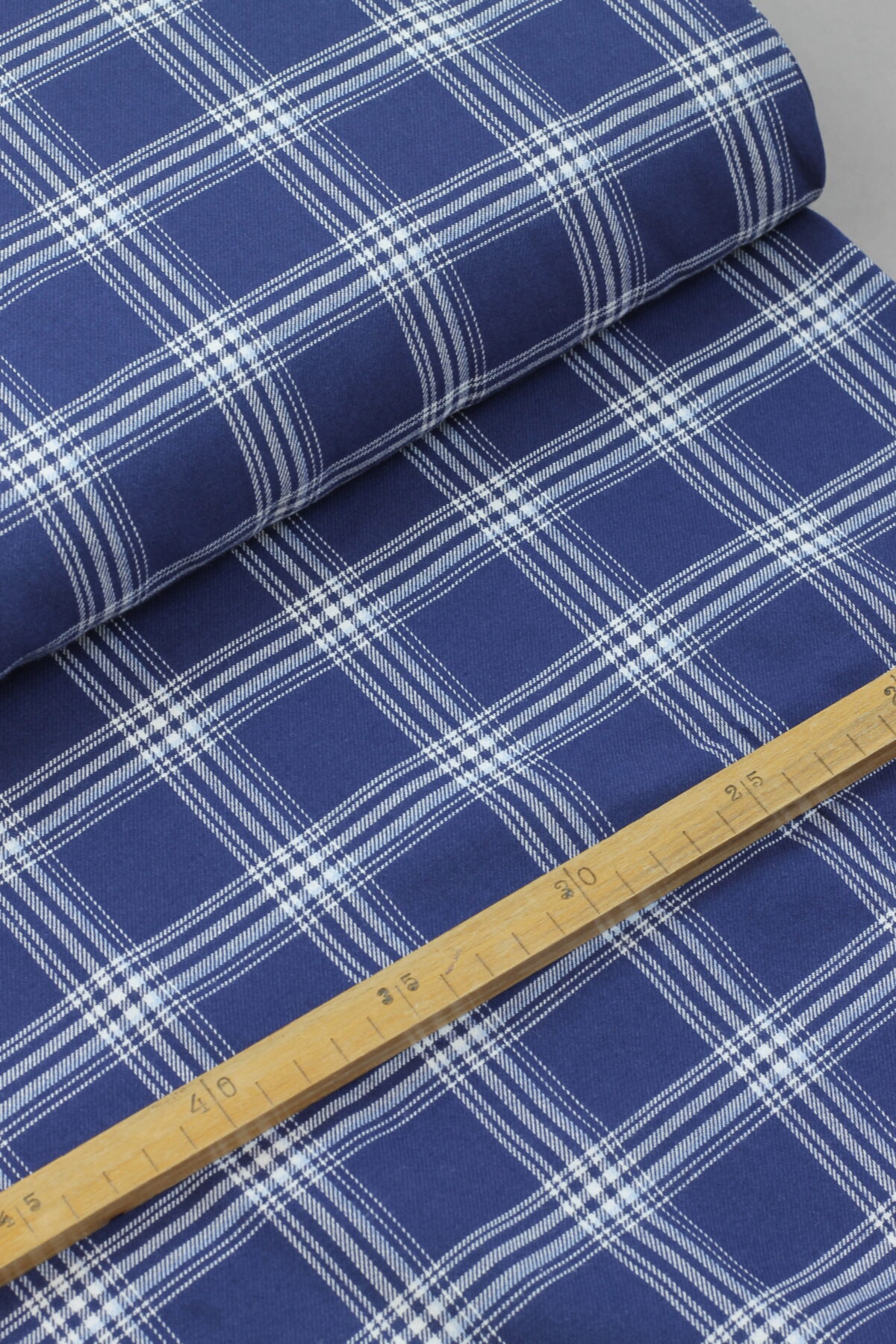 Swafing: Baumwoll Flanell "Yukon" Unregelmäßiges Karo Blau/Weiß ***Reststück 1,10m*** – Bild 2