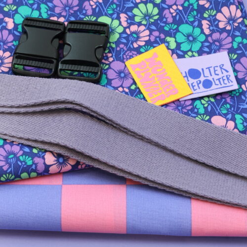 Nähset: 2 x Tasche mit Klickverschluss "Flowers blue & Check blue/pink"