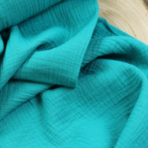 Double Gauze Musselin: Uni Teal Bio-zertifiziert