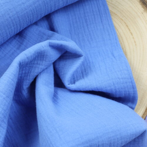 Double Gauze Musselin: Uni Royal Blue Bio-zertifiziert
