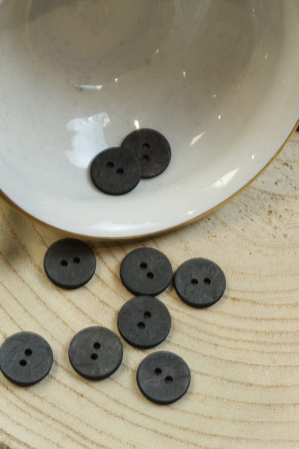 Echter Kokosknopf Anthrazit 15 mm