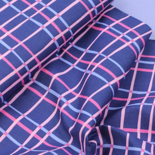 Baumwoll-Poplin "Checks Navy"