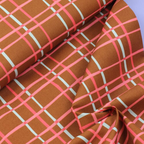 Baumwoll-Poplin "Checks Caramel"