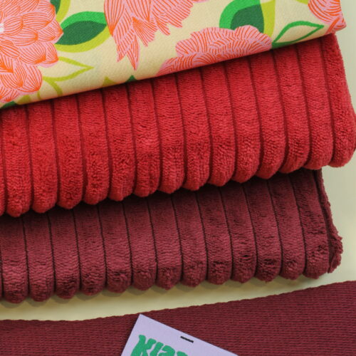 Nähset: Shopping Bag Breitcord Bordeaux/Kirschrot & "Blooming Sorbet"