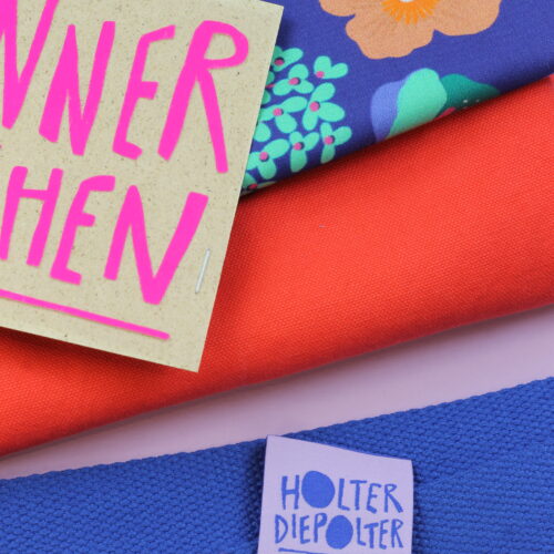 Nähset: Shopping Bag Heavy Washed Canvas Carrot & Flowers Blue