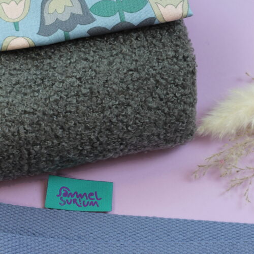 Nähset: Shopping Bag Teddy Bouclé Anthrazit & Alexander Henry Kelp