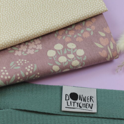 Nähset: Shopping Bag "Kokka Canvas Blumenmuster Dusty Flieder"
