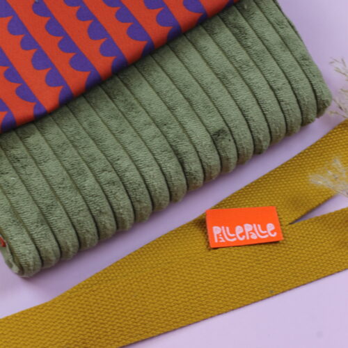 Nähset: Shopping Bag Breitcord Khaki & "Scallop Paprika"