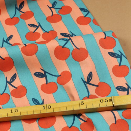 Baumwoll-Poplin "Cherry Coral/Mint"