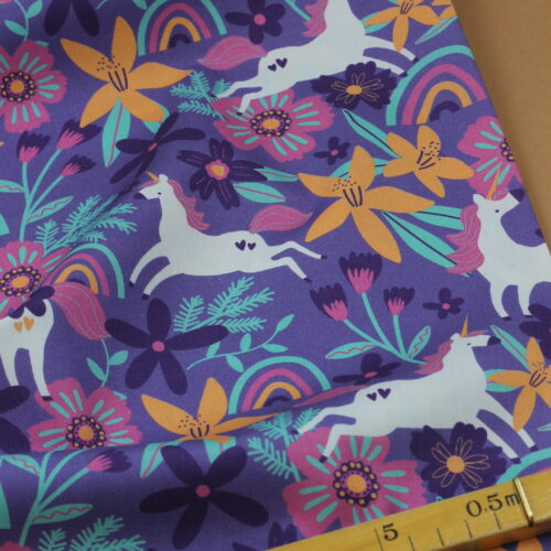 Baumwoll-Poplin "Einhörner Lilac"
