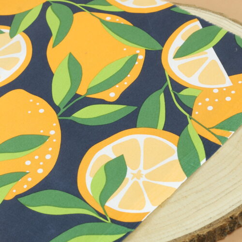 Wachstuch "Zitronen navy/orange"