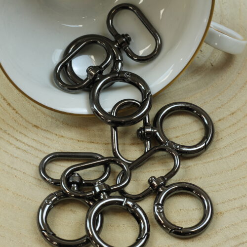 Karabiner 2,5cm Metall Schwarzsilber rund