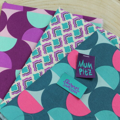 Nähset: 2 x Kulturbeutel "Retro Lilac/Petrol"