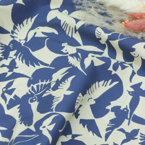 Baumwoll-Poplin "Tauben" Navy ***RESTSTÜCK 140cm***