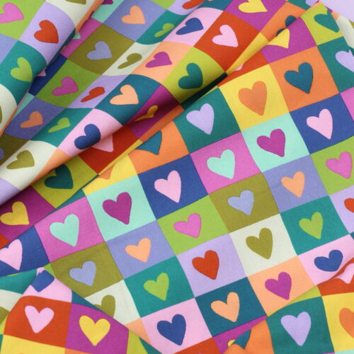 Baumwoll-Poplin "Herzen" Bunt