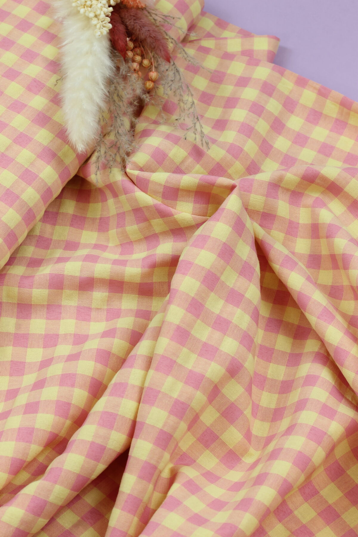 Katia: Vichy Gingham Pink & Yellow ***RESTSTÜCK 130cm***