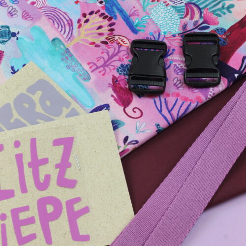 Nähset: 2 x Tasche mit Klickverschluss "Oilskin Bordeaux & Jungle Lilac"