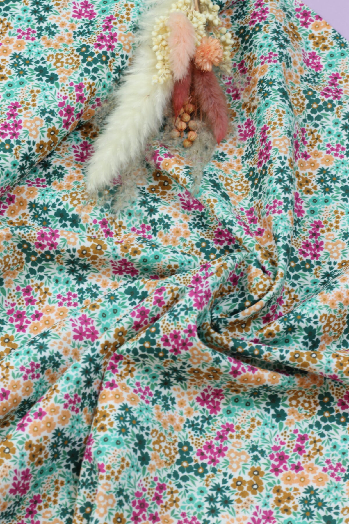 Cotton Voile "Smallest Flowers Fuchsia"