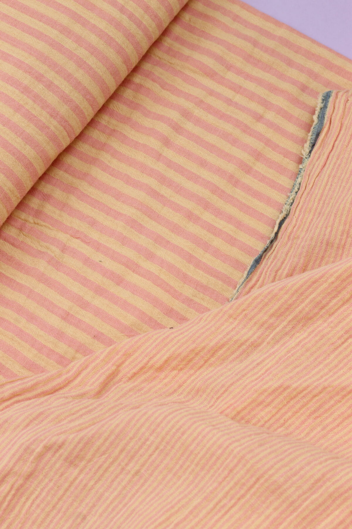 Double Gauze Musselin: Yarn Dyed Stripes Yellow/Rosé