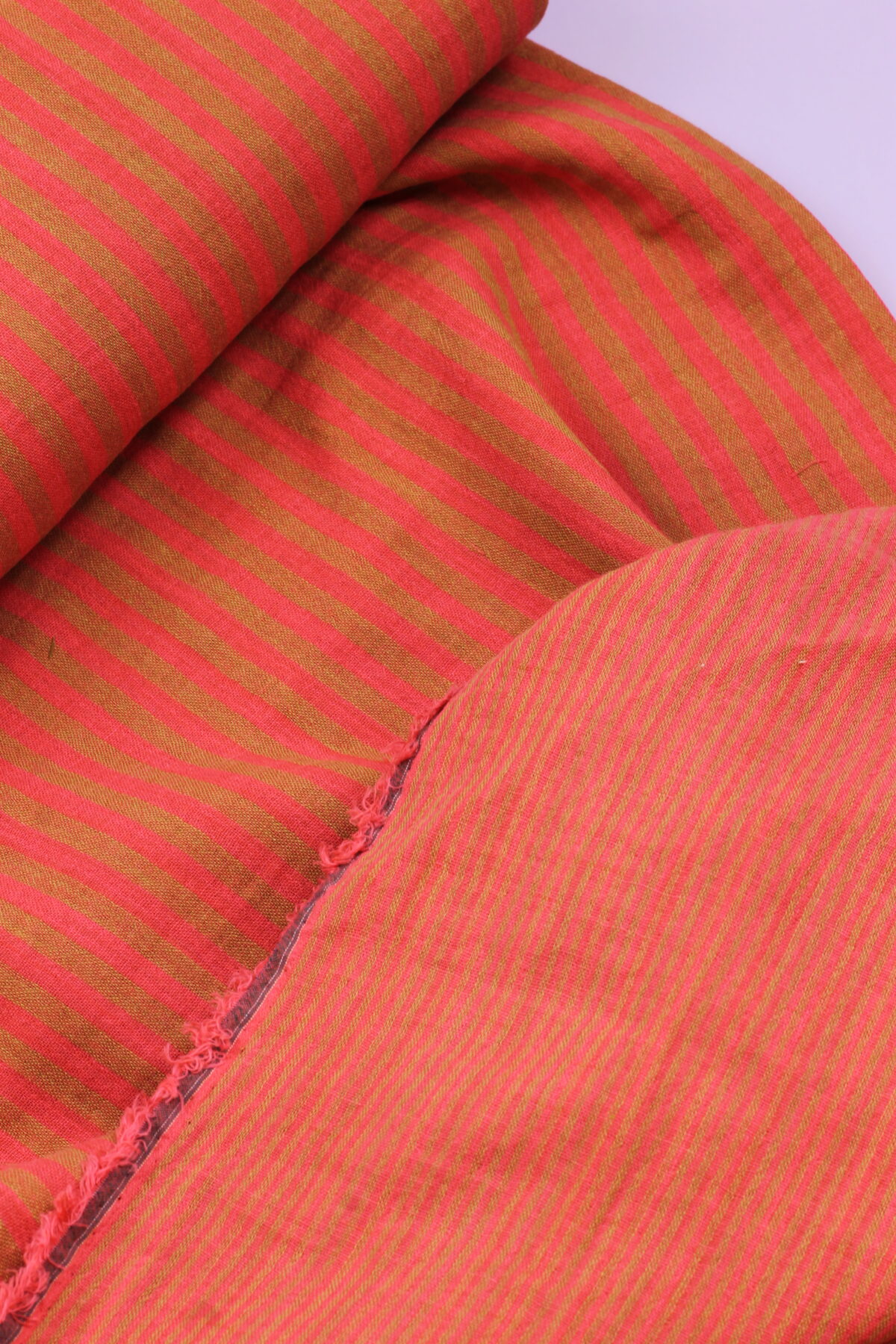 Double Gauze Musselin: Yarn Dyed Stripes Chocolate/Red