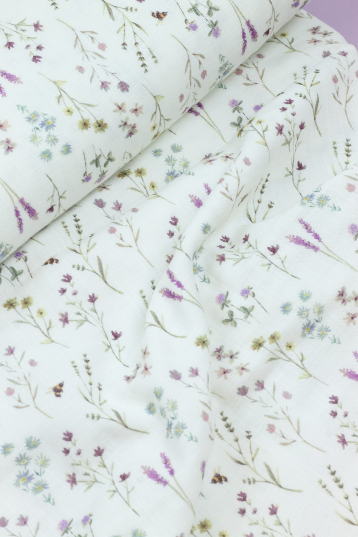 Swafing: Double Gauze Musselin "Wild Meadow by Christiane Zielinski" White