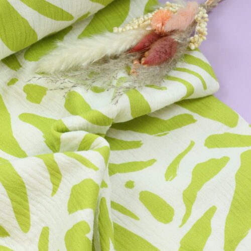 Double Gauze Musselin: Floral Green/Creme