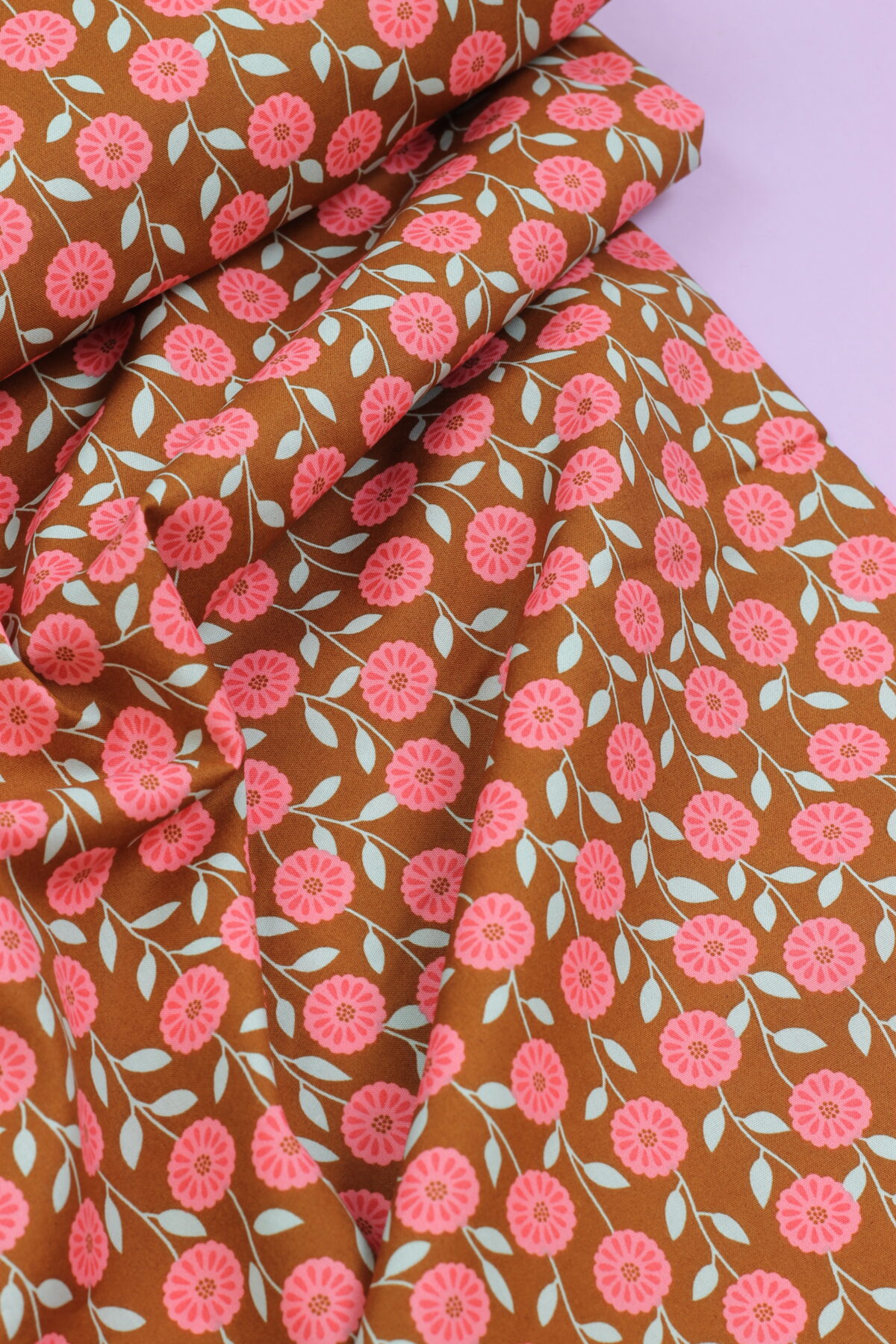 Baumwoll-Poplin "Flowers Caramel"