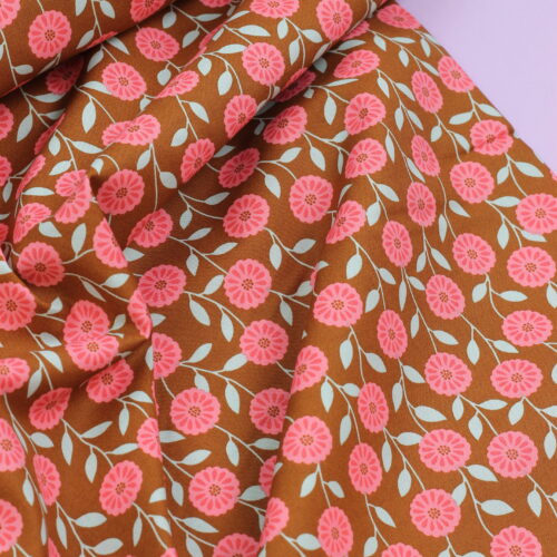 Baumwoll-Poplin "Flowers Caramel"