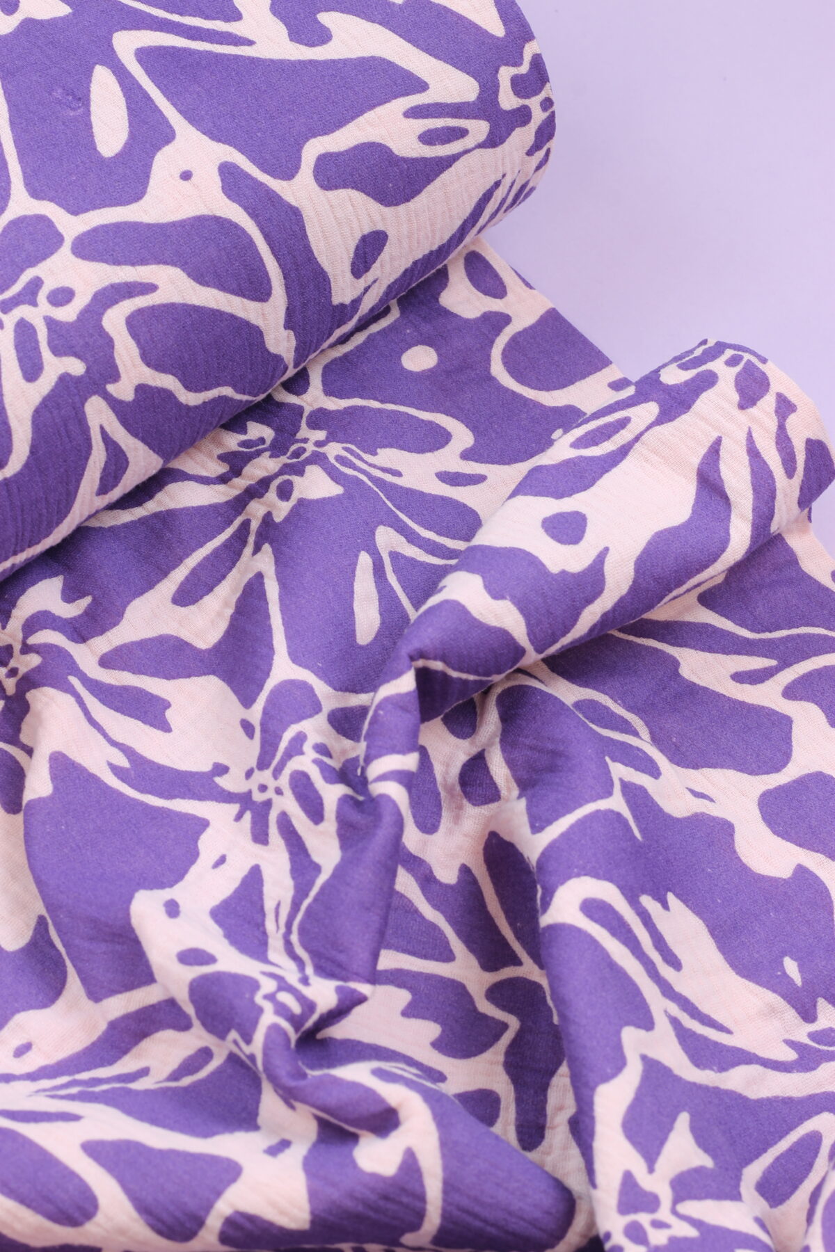 Double Gauze Musselin: Floral Purple/Rosé